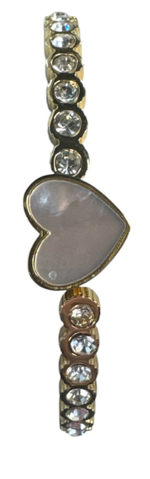 QZ and White Mother of Pearl Heart Bangle Bracelet - Waterproof