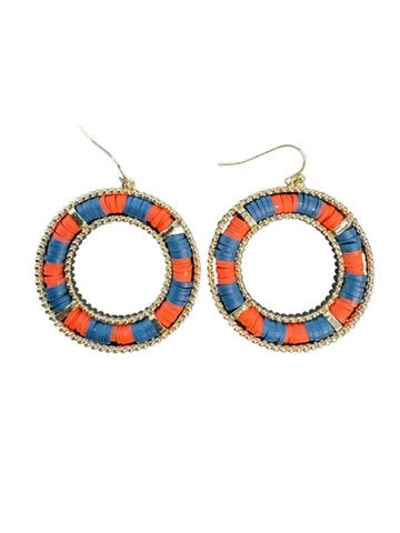 Orange and Blue Drop Earrings