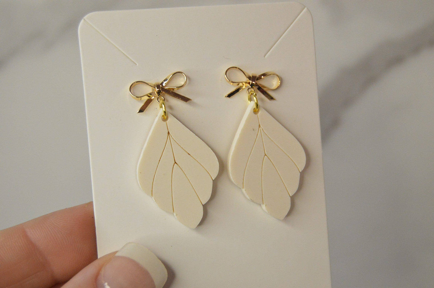 Leaf Earrings with a Bow