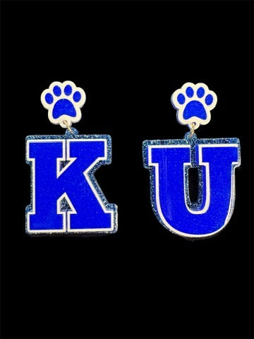UK Blue and White Paw Drop Earrings