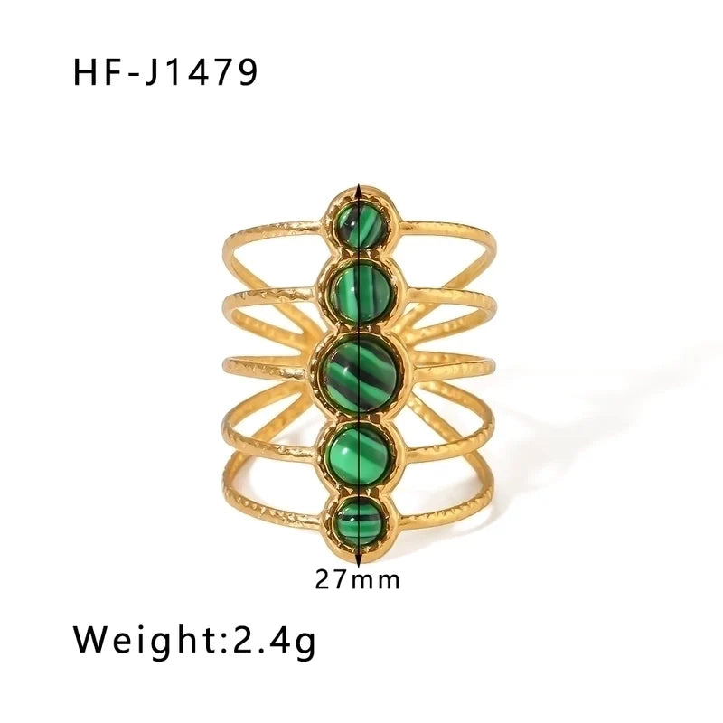 Vintage Style Natural Stone One Size Fits All Rings - Waterproof