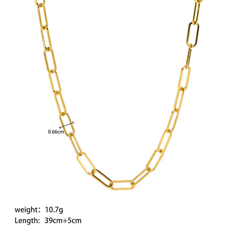 Geometric Chain Necklace Oval and Lock - Waterproof