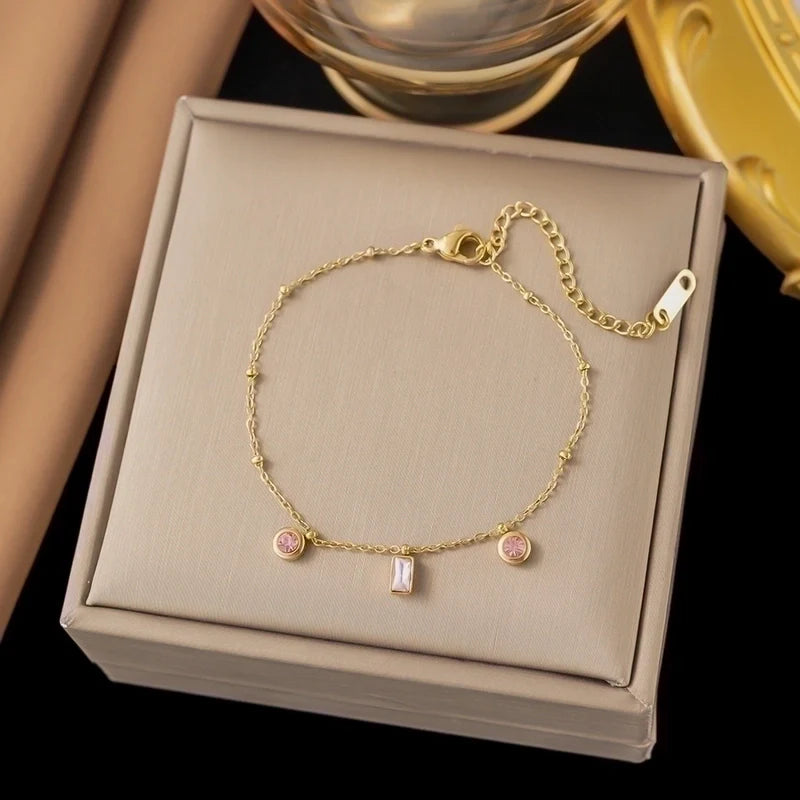 Pink Diamond Chain Bracelet - Waterproof