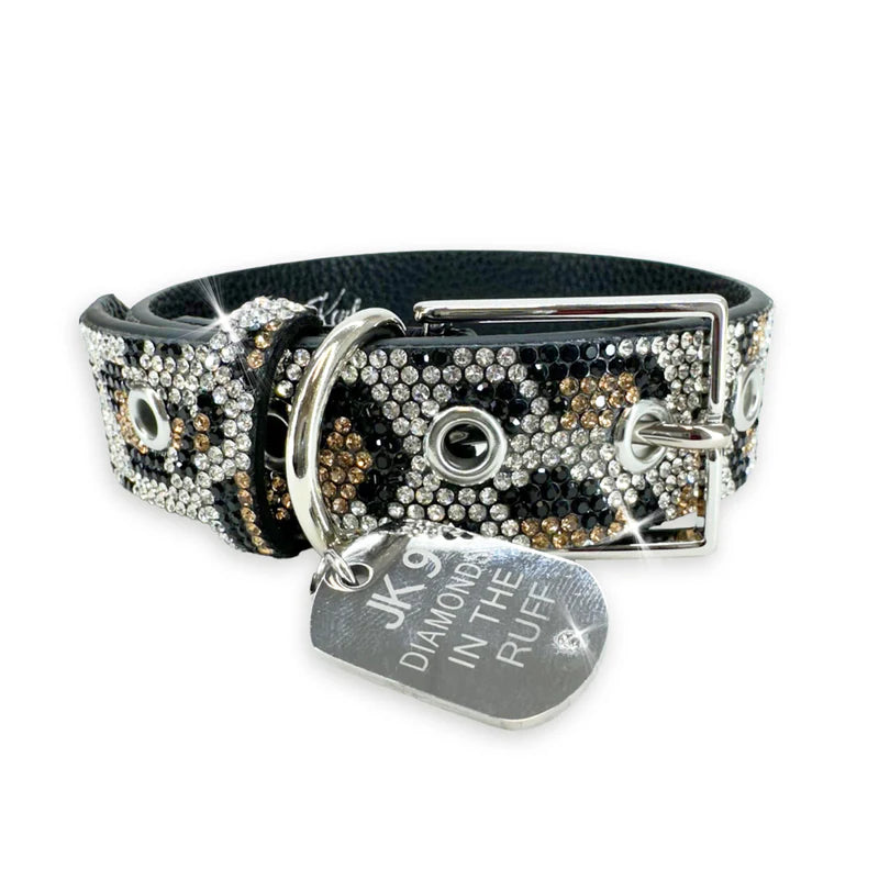WILD LEOPARD LUX COLLECTION LEOPARD DOG COLLAR MEDIUM