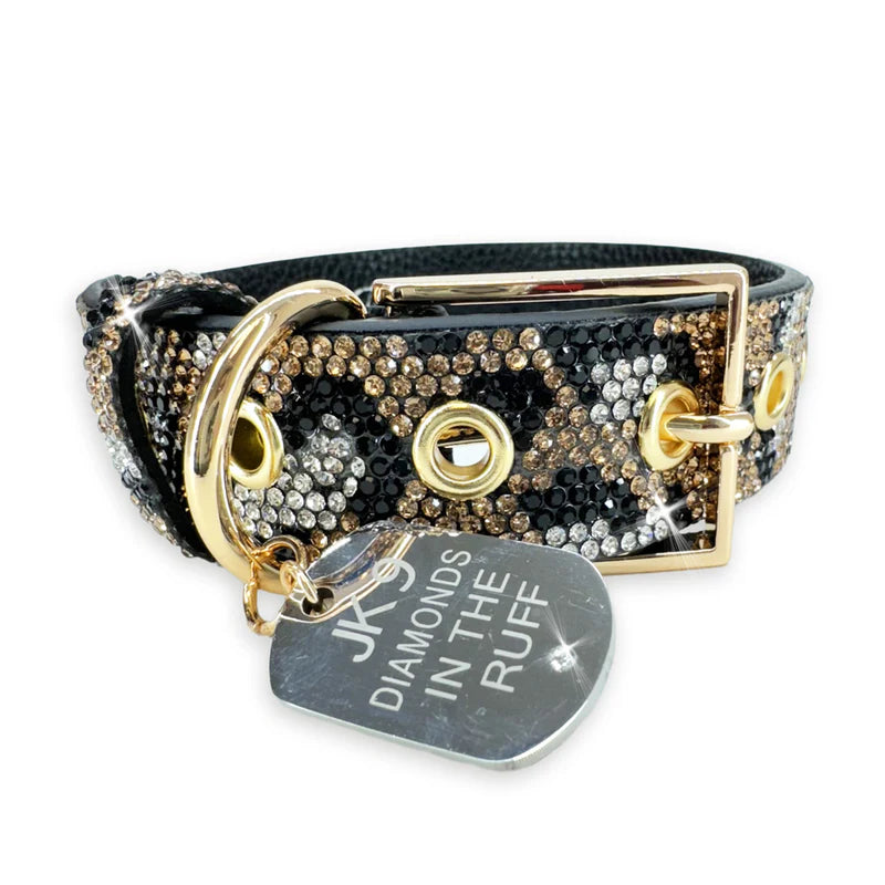 WILD LEOPARD LUX COLLECTION LEOPARD DOG COLLAR MEDIUM