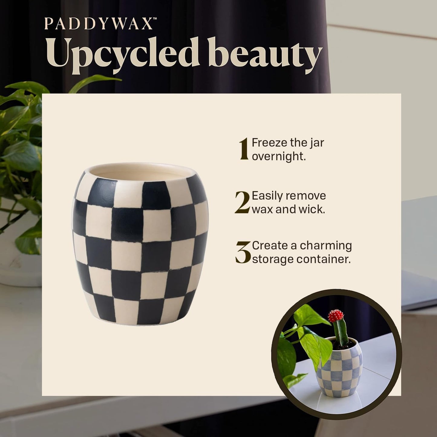 PADDYWAX - Checkmate Artisan Hand-Poured Scented Candle, 11-Ounce - Black Fig & Olive Checkmate Candle