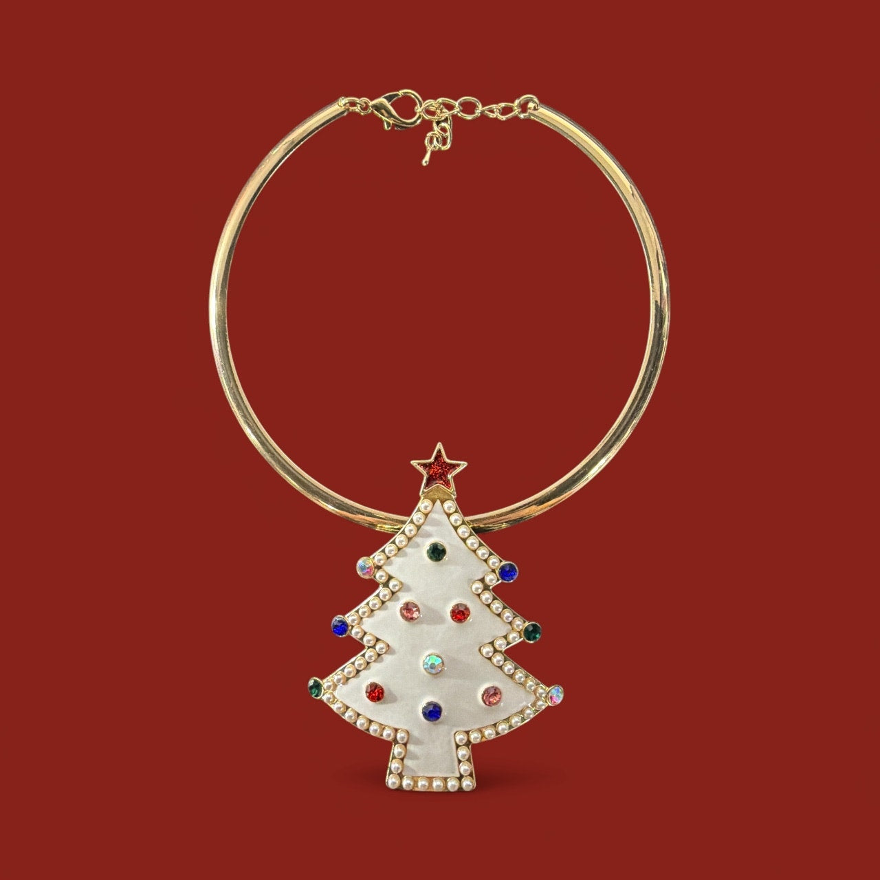 White Xmas Tree Necklace