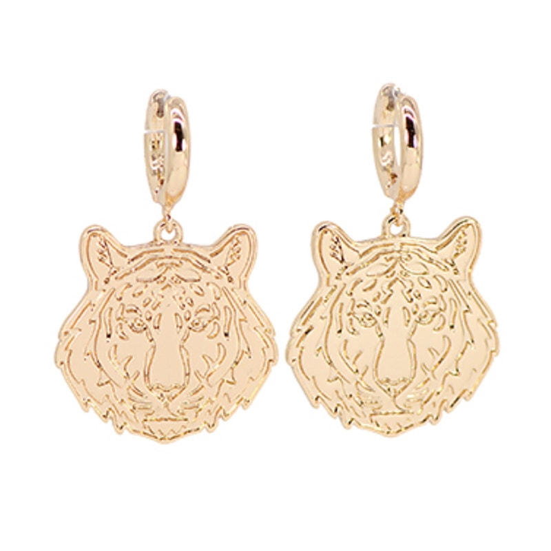 Tiger Metal Dangle Hoops