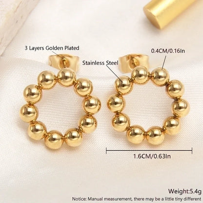Gold Stud, Drop Earrings - Waterproof