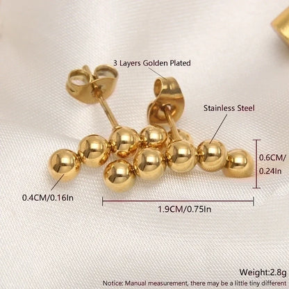Gold Stud, Drop Earrings - Waterproof