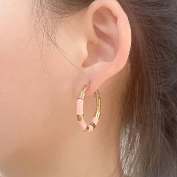 Enamel and Gold Earrings - Waterproof