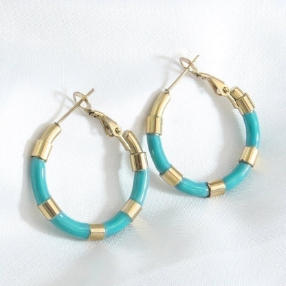 Enamel and Gold Earrings - Waterproof
