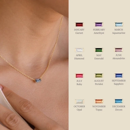 Retro Inlay Rectangle Birthstone Pendant Necklace - Waterproof