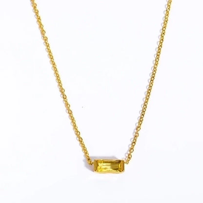 Retro Inlay Rectangle Birthstone Pendant Necklace - Waterproof