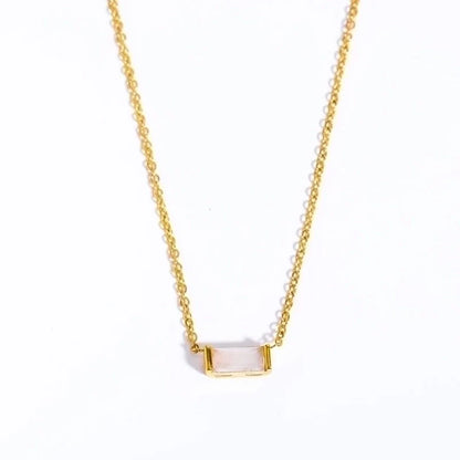 Retro Inlay Rectangle Birthstone Pendant Necklace - Waterproof