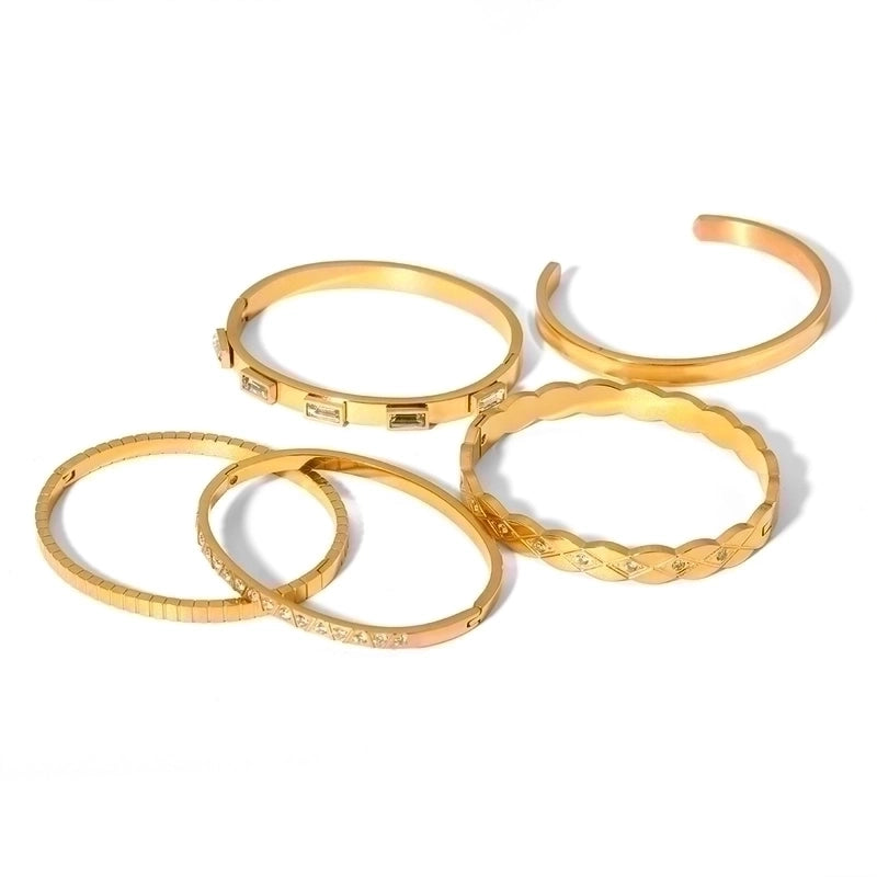 Gold Bangles CZ Clover - Waterproof