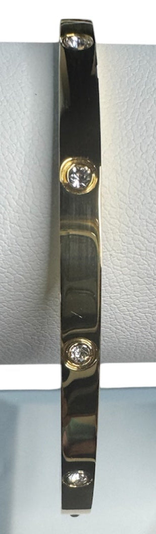 CZ  Stones Evenly Spaced Around Gold Plated - Waterproof