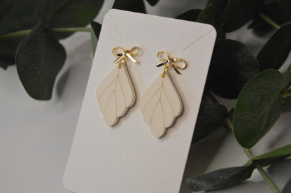 Leaf Earrings with a Bow