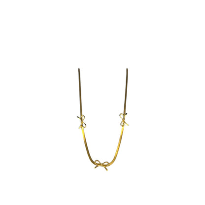 Herringbone and Bow Gold Plated Necklace - Waterproof
