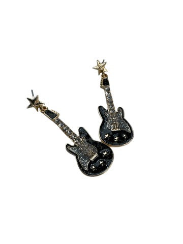 Black Guitar Earrings