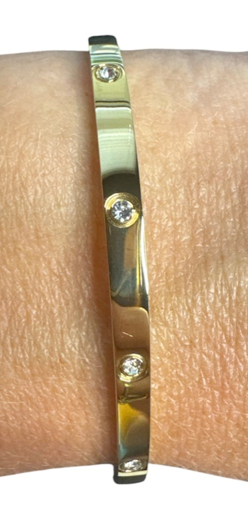 CZ  Stones Evenly Spaced Around Gold Plated - Waterproof