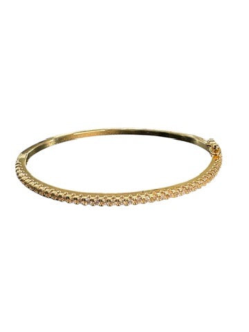 CZ Stones Across Front of Gold  Bangle - Waterproof