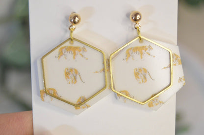 Tiger Hexagon Earrings