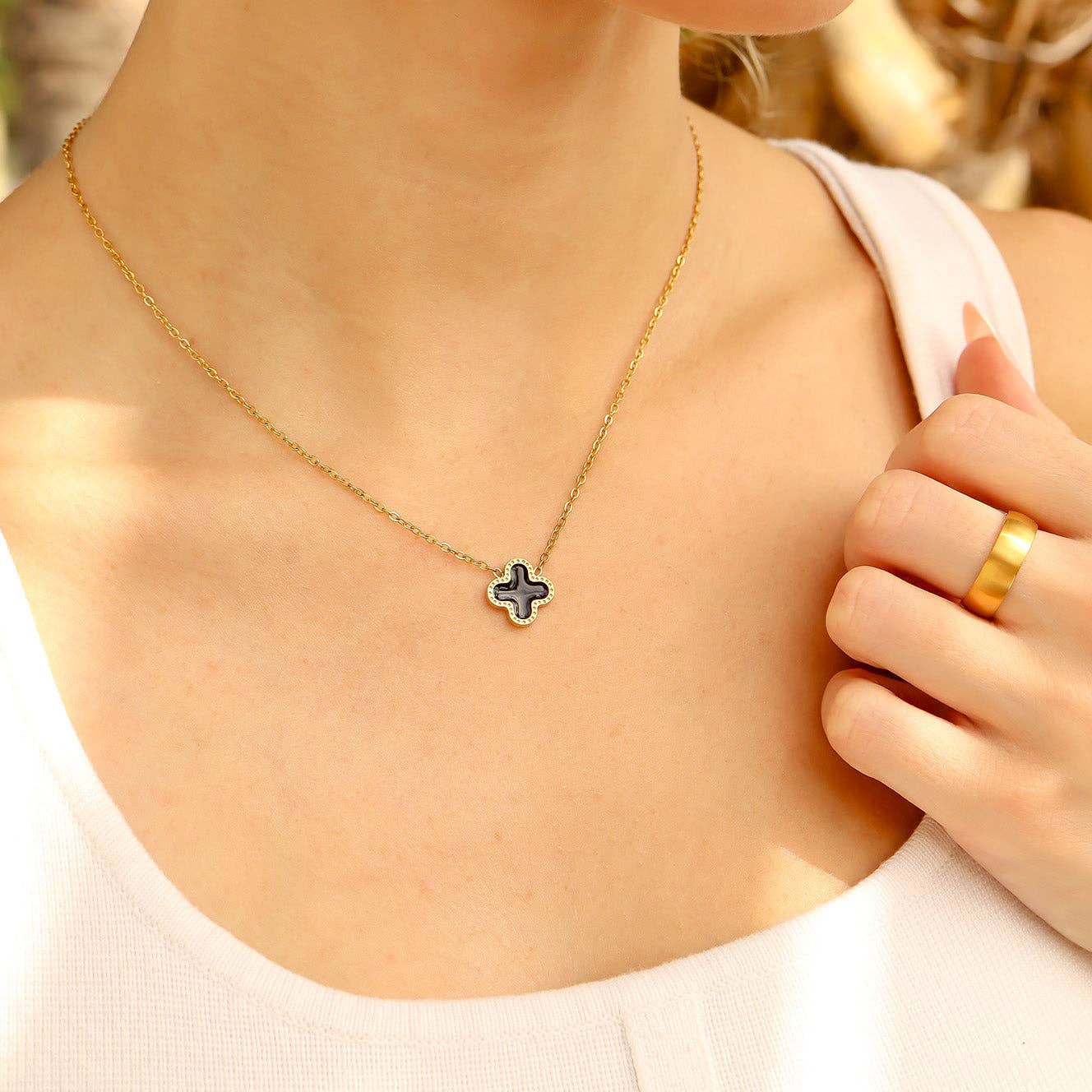 Lucky Clover Charm Necklace- Waterproof