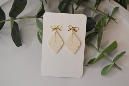 Leaf Earrings with a Bow