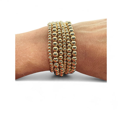 Gold Beaded Stretch Bracelets - Pkg of 6