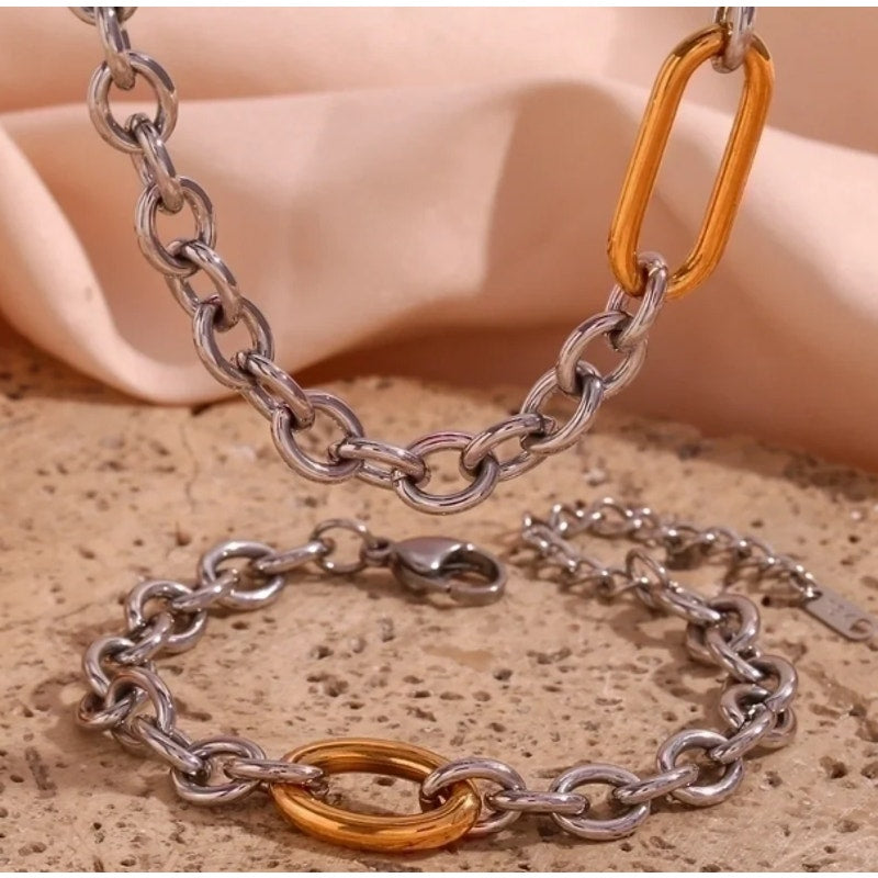 O Chain Silver and Gold Chain Necklace