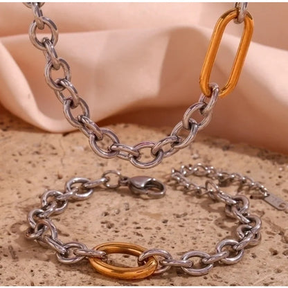 O Chain Silver and Gold Chain Necklace