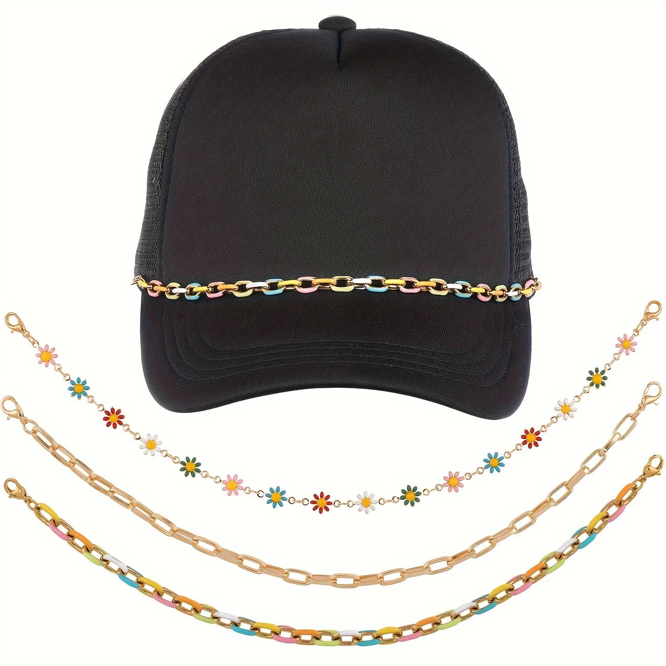 Trucker Hat Chains - Color, Gold, Flower Variations