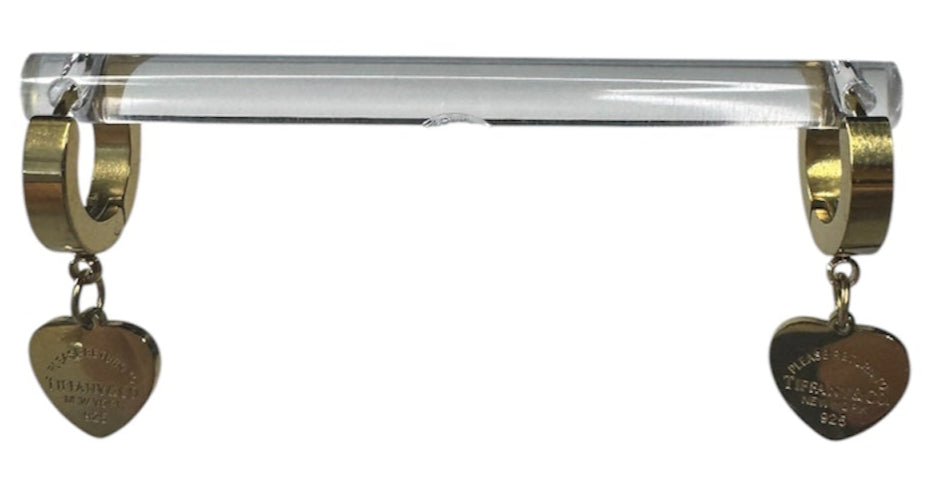 Dangle Gold Plated Return Heart Earrings - Waterproof