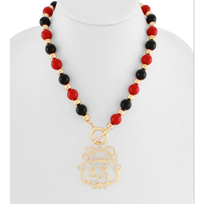 Red and Black Bulldog Necklace