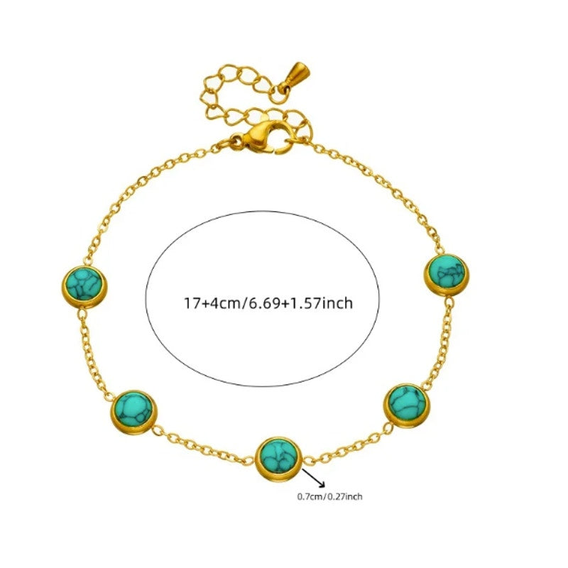 Turquoise Chain Necklace, Earrings, and Bracelet