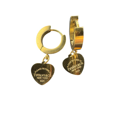 Dangle Gold Plated Return Heart Earrings - Waterproof