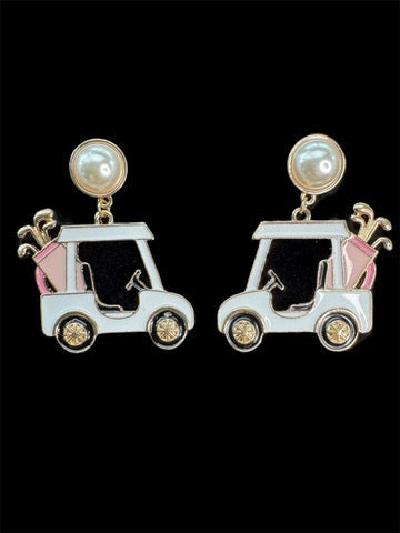 White and Light Pink Golf Earrings