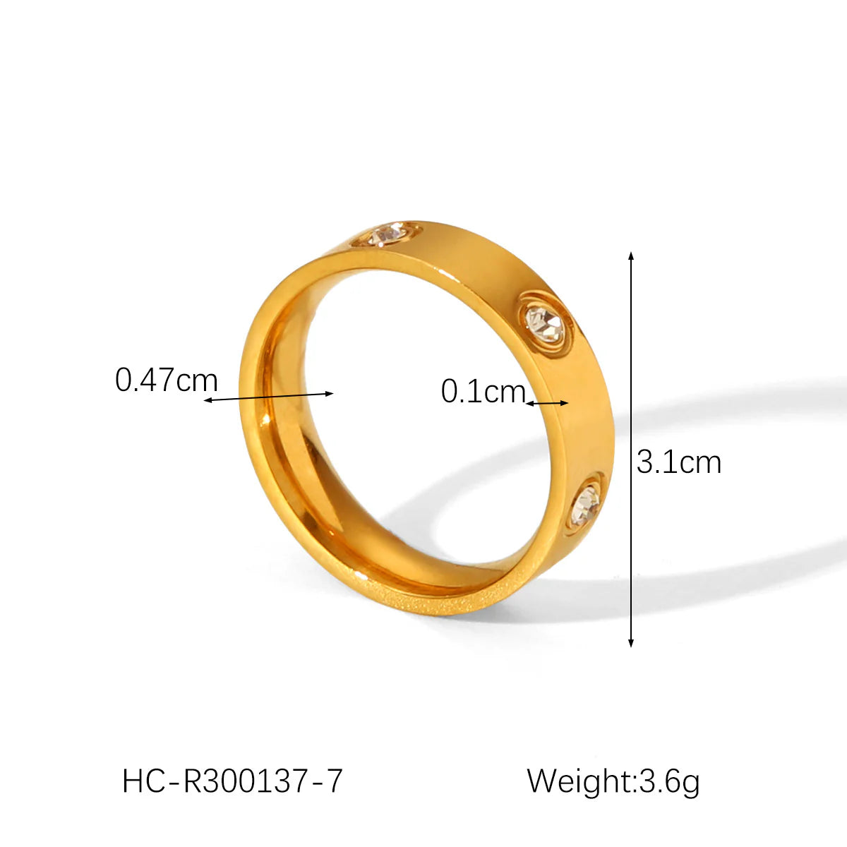Gold CZ and Inlay Ring - Waterproof
