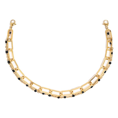 Trucker Hat Chain: Paperclip and Satellite Layered Chain Set - Black