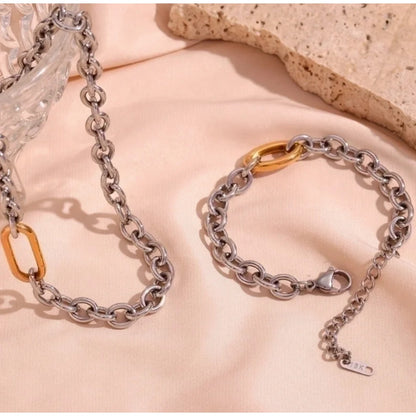 O Chain Silver and Gold Chain Bracelet