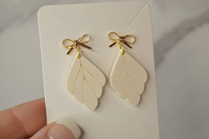 Leaf Earrings with a Bow