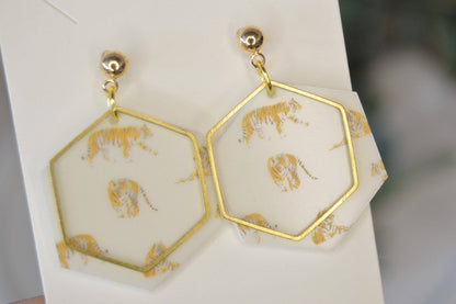 Tiger Hexagon Earrings