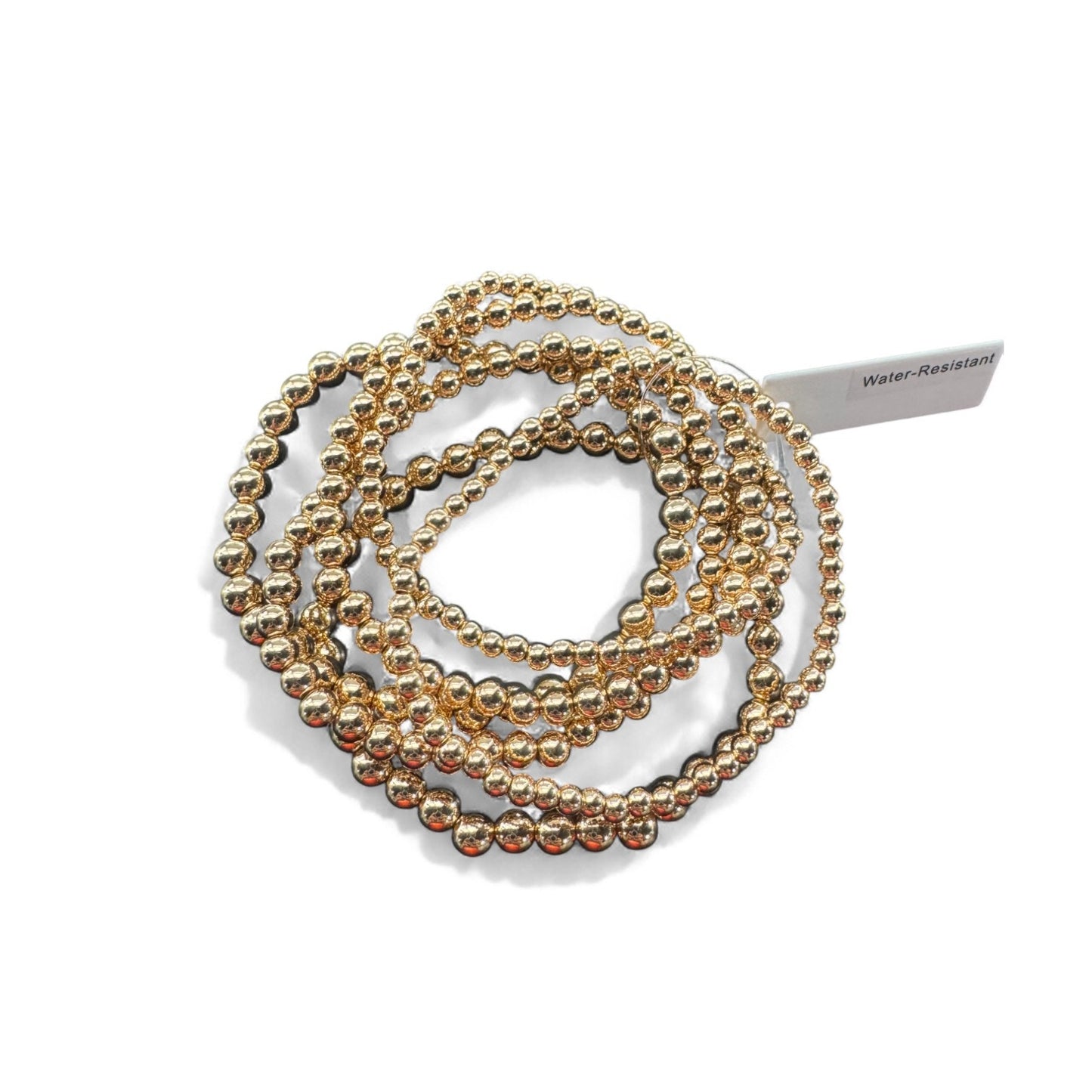 Gold Beaded Stretch Bracelets - Pkg of 6