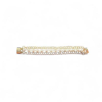 Three Chain Gold, Silver, Pearl  Magnetic Clasp Bracelet - Waterproof