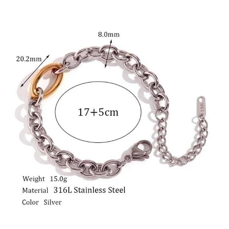 O Chain Silver and Gold Chain Necklace