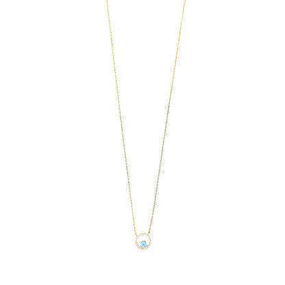 Blue Opal in CZ Halo 14k Gold Plated
