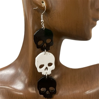 Black and White Skull Earrings