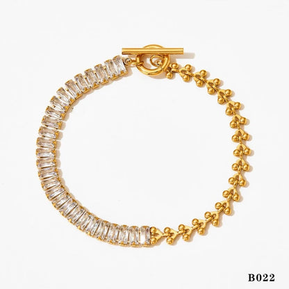 Pearl and Gold Bead Bracelet, Tape Diamond Bracelet  - Waterproof