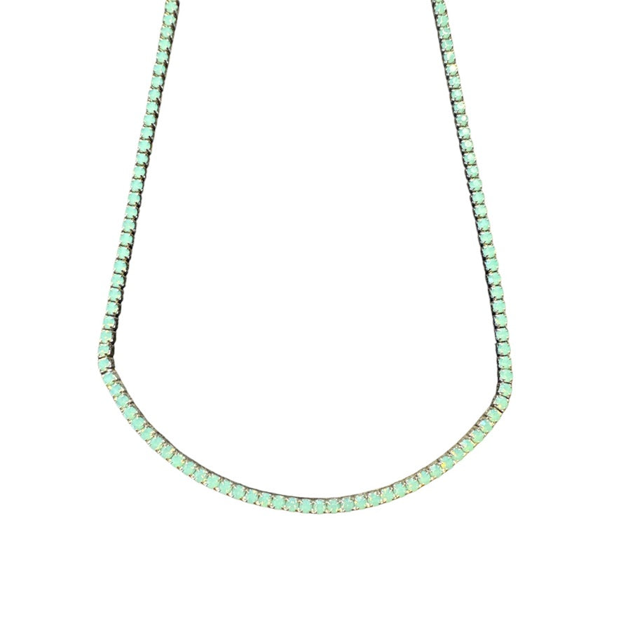 Opal Rhinestone 14k Gold Plated Necklace